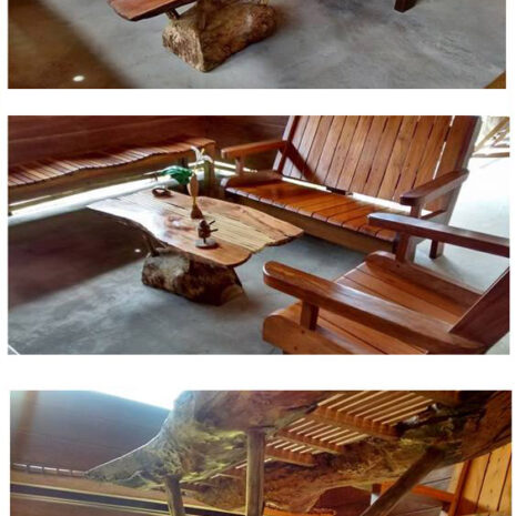 Mesa de centro rústica con troncos